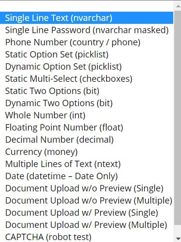 various field types in Cobalt's Certification Software