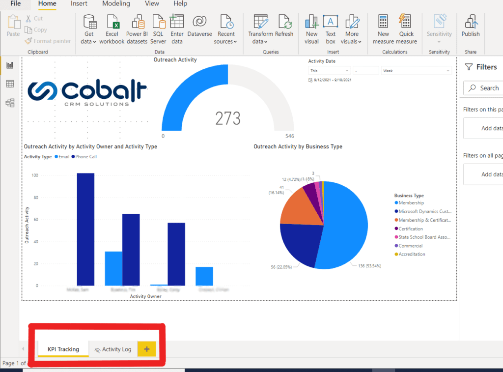 Updating page names and settings in Power BI