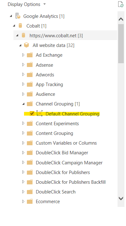 Default channel grouping Google Analytics Power BI