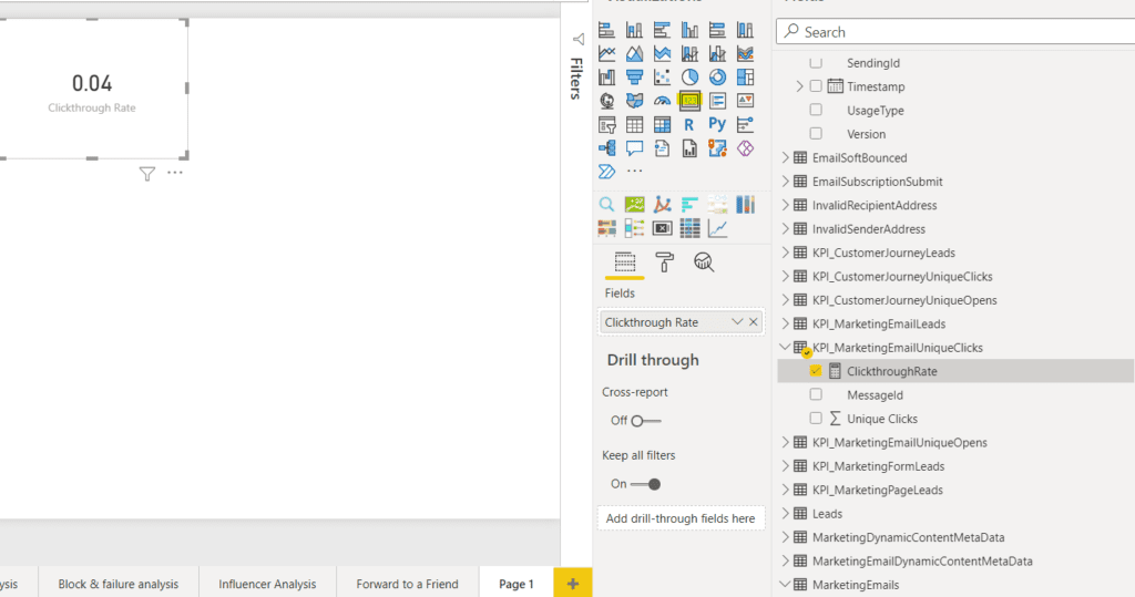 Creating a clickthrough rate card in Power BI