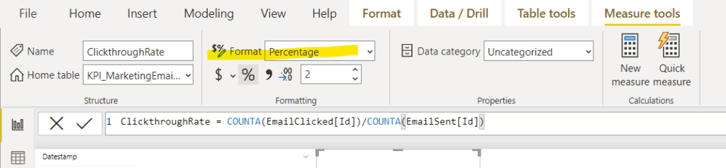 Formatting a measure as a percent in Power BI