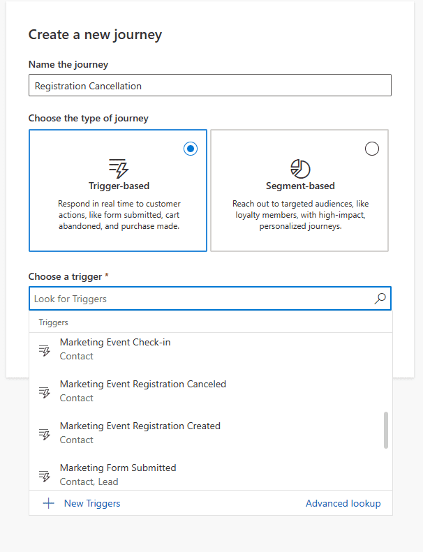 d365 real-time marketing journey trigger based