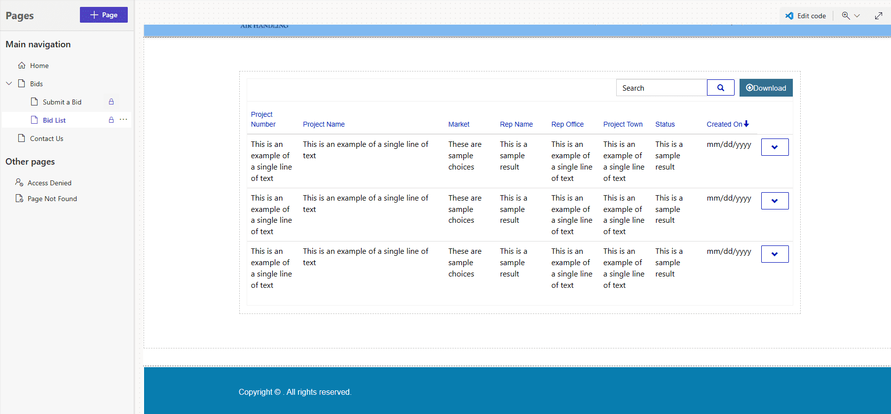power pages list